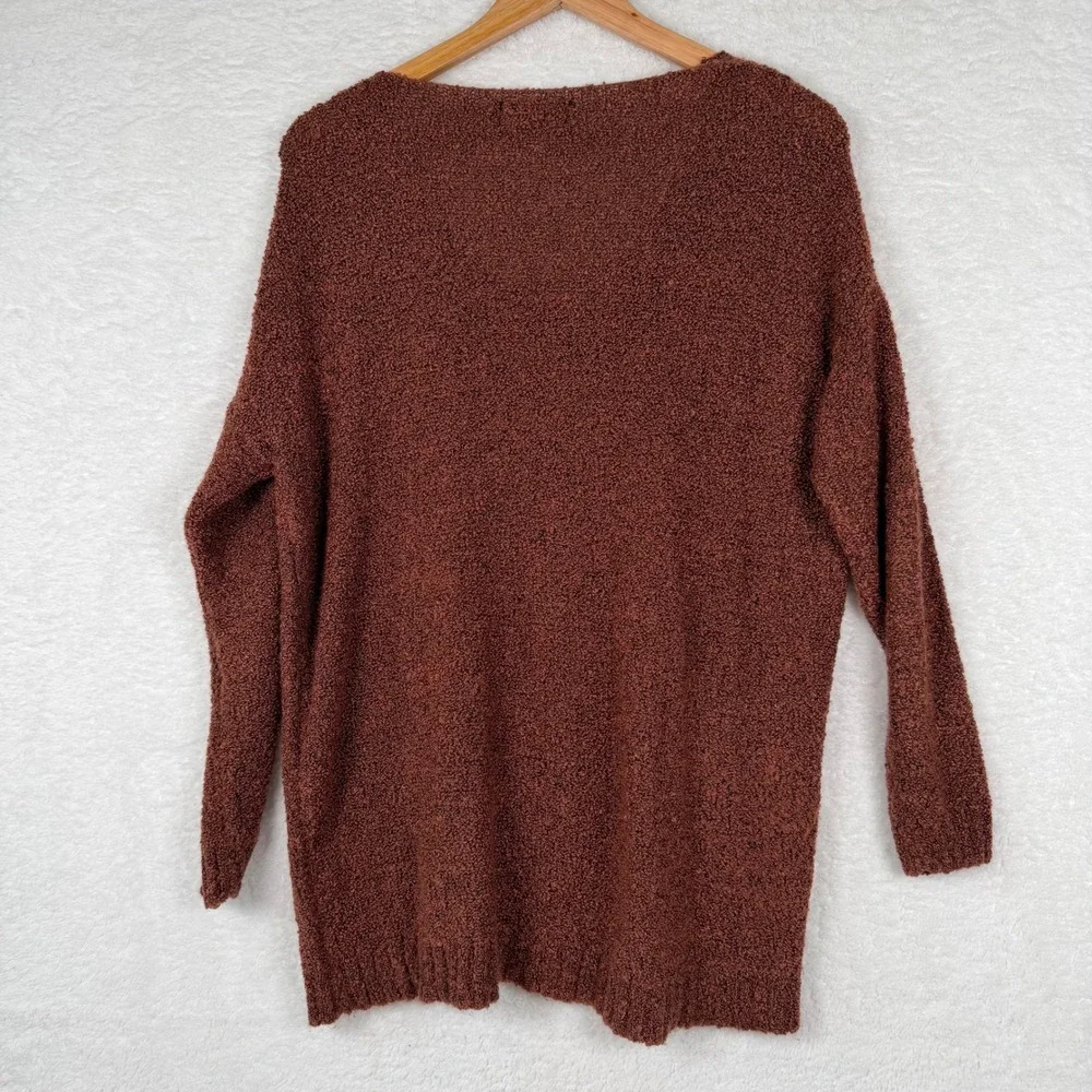 Love Tree‎ Womens Rust Brown Boucle Knit V-Neck Oversized Sweater Medium 9338WE